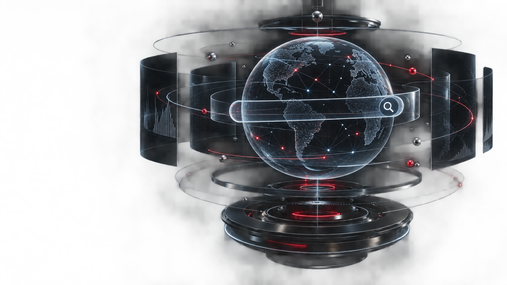 Spatial search intelligence globe with connected data signals